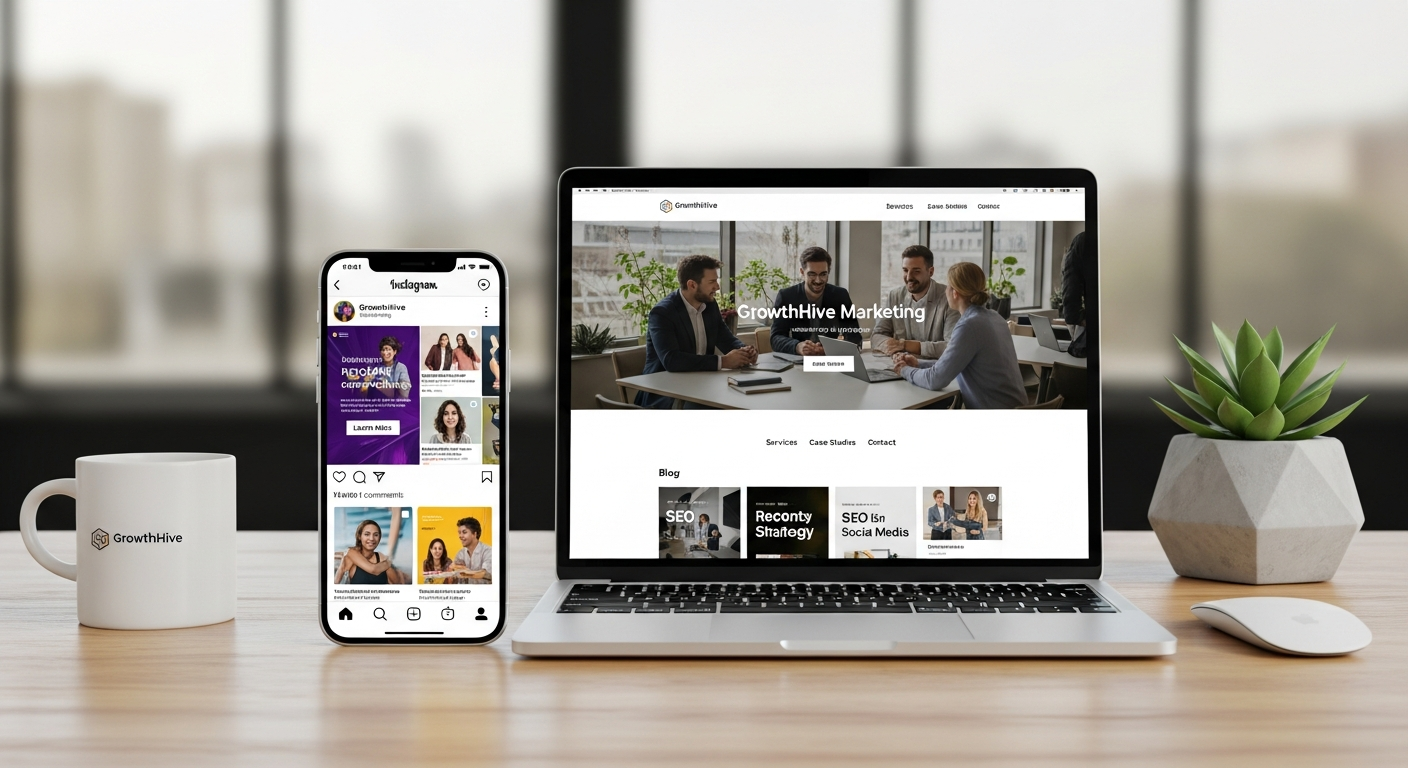 Comparativo entre site profissional e Instagram para negócios